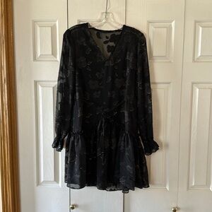 All Saints Alia Black Floral Dress Sz Small